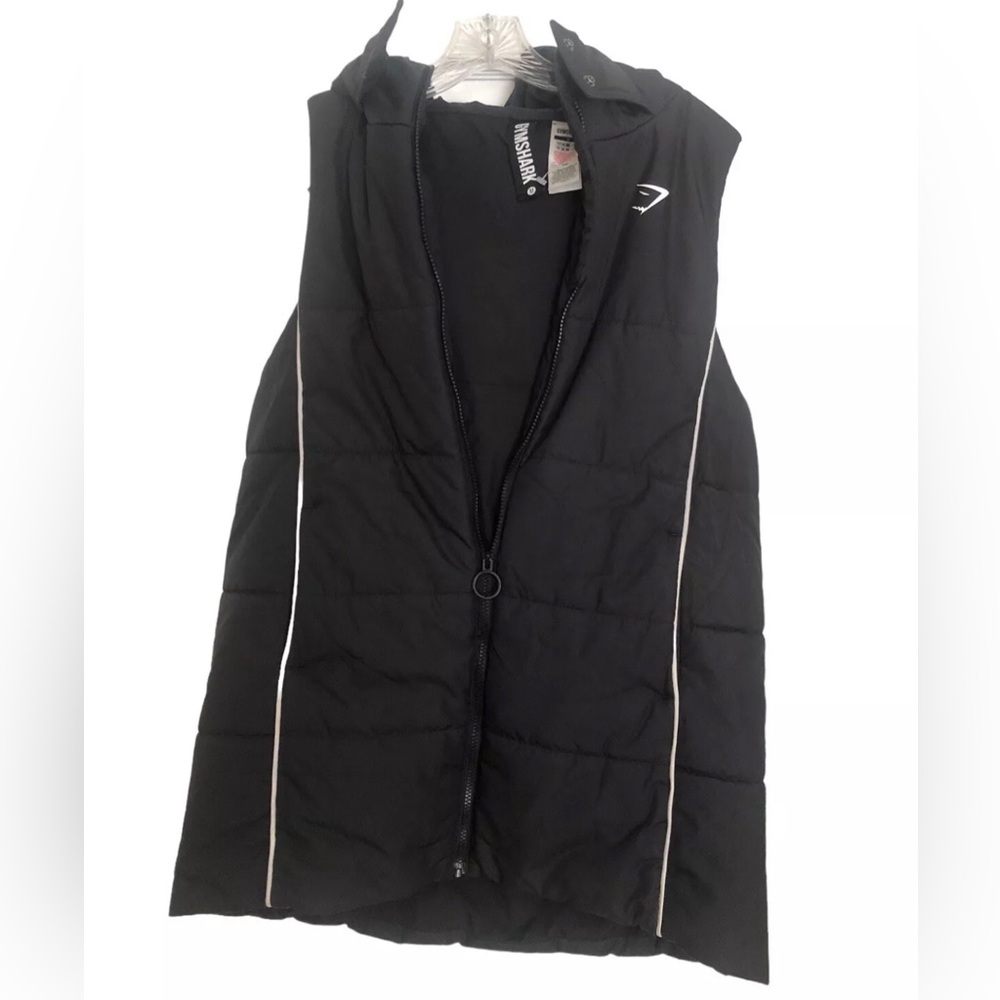 Gymshark Mens Vest Zip Up Black Restore Puffer Hooded size Medium NWOT